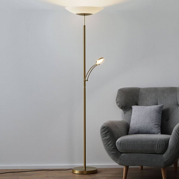 Paul Neuhaus Lampa stojąca LED Alfred, możliwość ściemniania, mosiężny / złoty, salon / jadalnia, metal, nowoczesny