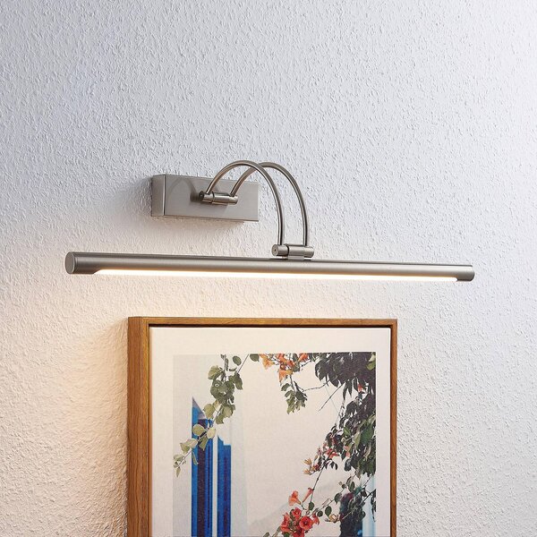 Oświetlenie obrazów LED Lucande Dimitrij, nikiel, metal, 54cm Dimitrij, aluminiowy / szary / cynkowy, salon / jadalnia, metal, nowoczesny