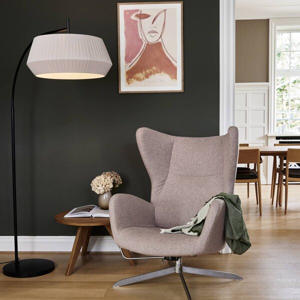 Nordlux Lampa łukowa - lampa stojąca Dicte, biały / opal, salon / jadalnia, tkanina / materiał / jedwab, skandynawski