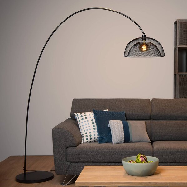 Lucide Lampa łukowa - lampa stojąca Mesh, czarny, salon / jadalnia, metal, nowoczesny