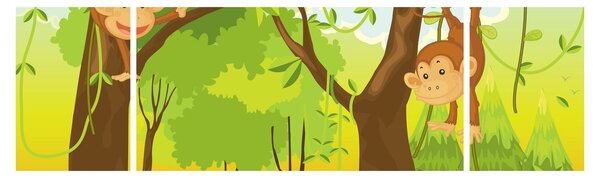 Obraz - Małpy (170x50 cm)