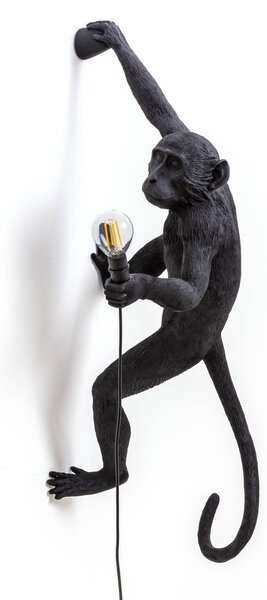 SELETTI Monkey Lamp dekoracyjna lampa ścienna prawa czarna, czarny, tworzywo sztuczne, design