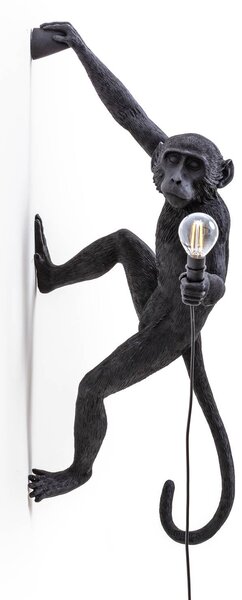 SELETTI Monkey Lamp dekoracyjna lampa ścienna prawa czarna, czarny, tworzywo sztuczne, design