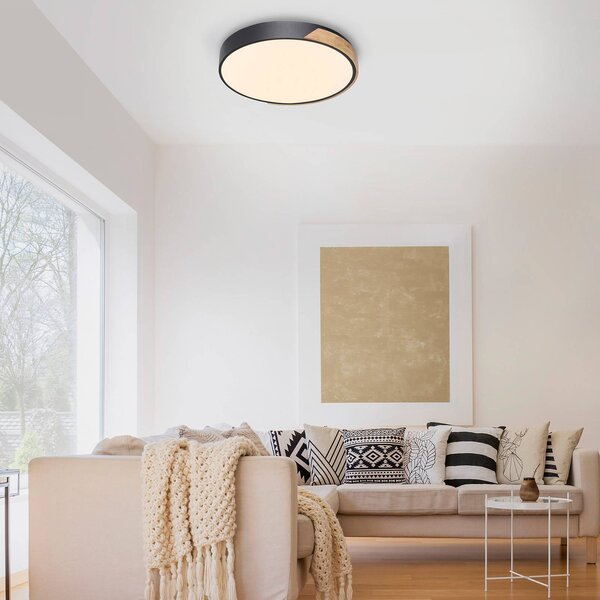Q-Smart-Home Inteligentna lampa sufitowa Q-BILA, możliwość ściemniania, czarny, salon / jadalnia, metal