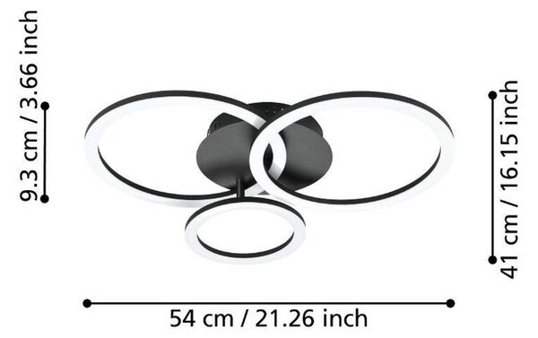 EGLO connect Inteligentna lampa sufitowa Parrapos-Z, możliwość ściemniania, czarny, salon / jadalnia, metal, nowoczesny