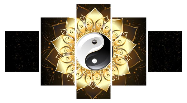 Obraz - Złoty Yin-Yang (125x70 cm)