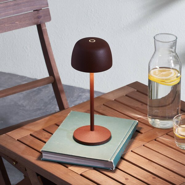 Lindby Lampa stołowa LED Arietty, brązowa, ściemniana, IP65 Arietty Lindby, możliwość ściemniania, brązowy / rdzawy, salon / jadalnia, aluminium, nowoczesny