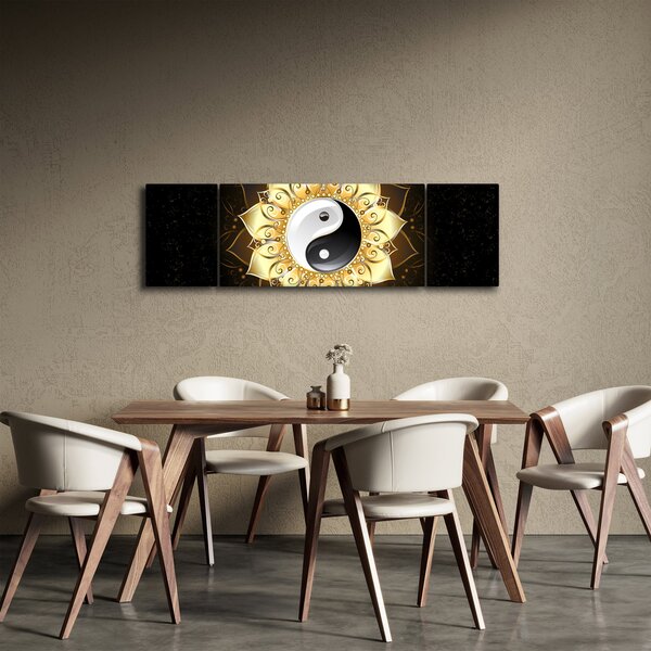 Obraz - Złoty Yin-Yang (170x50 cm)
