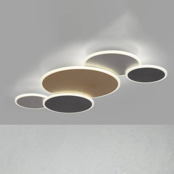 Q-Smart-Home Inteligentna lampa sufitowa Q-Piato, możliwość ściemniania, multikolor, salon / jadalnia, metal, nowoczesny