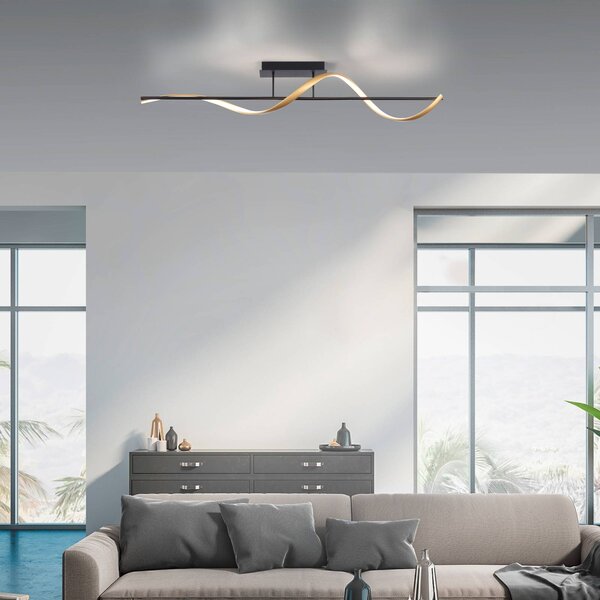 Q-Smart-Home Inteligentna lampa sufitowa Q-Swing, możliwość ściemniania, czarny, salon / jadalnia, aluminium, nowoczesny