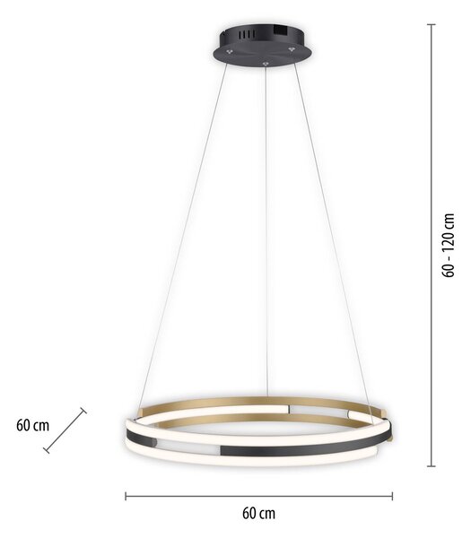 Q-Smart-Home Inteligentna lampa wisząca Q-Beluga, możliwość ściemniania, mosiężny / złoty, salon / jadalnia, metal, nowoczesny