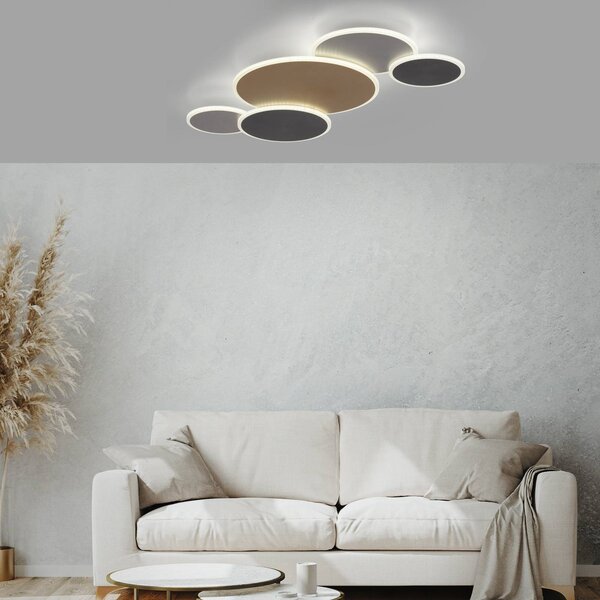 Q-Smart-Home Inteligentna lampa sufitowa Q-Piato, możliwość ściemniania, multikolor, salon / jadalnia, metal, nowoczesny