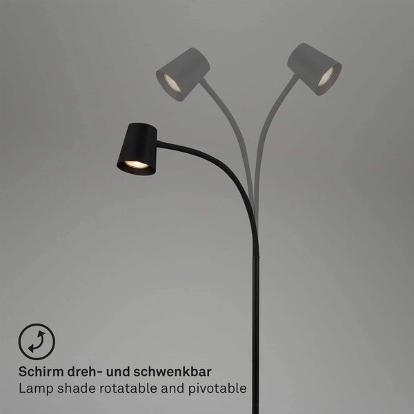 Briloner Lampa stojąca Skriva, czarny, salon / jadalnia, metal, nowoczesny