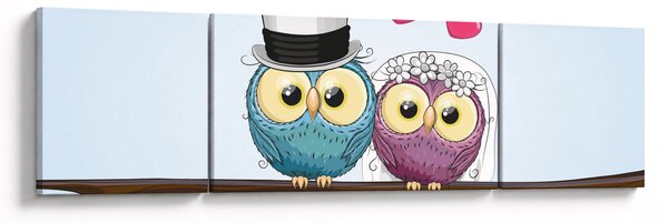 Obraz - Zakochane sowy (170x50 cm)