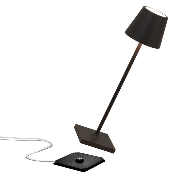 Zafferano Lampa akumulatorowa Poldina micro, IP65 czarna możliwość ściemniania, czarny, aluminium, nowoczesny