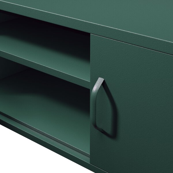 Szafka RTV metalowa szeroka XL na nóżkach butelkowa zieleń, 1700x400x500 mm: ROSARIA