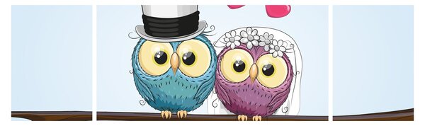 Obraz - Zakochane sowy (170x50 cm)