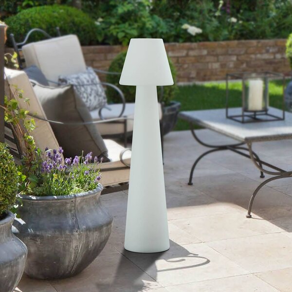 Lampa tarasowa Lucande Gauri, biała, wysokość 107 cm, IP65 Gauri, biały / opal, tworzywo sztuczne, nowoczesny