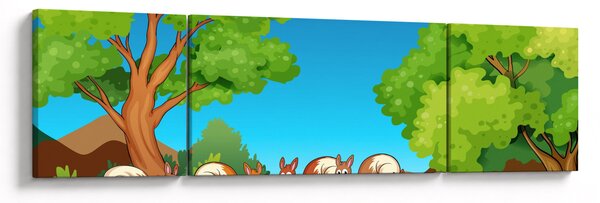 Obraz - Wesołe wiewiórki (170x50 cm)