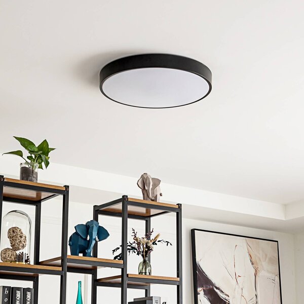 Inteligentna lampa sufitowa Innes Lindby, możliwość ściemniania, czarny, salon / jadalnia, metal, nowoczesny