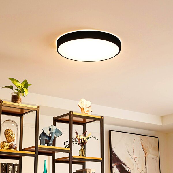 Inteligentna lampa sufitowa Innes Lindby, możliwość ściemniania, czarny, salon / jadalnia, metal, nowoczesny