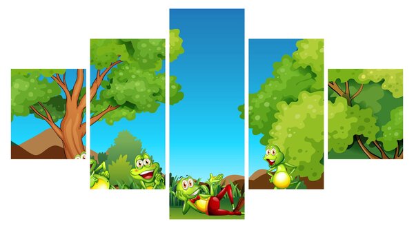 Obraz - Wesołe żaby (125x70 cm)