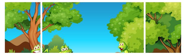 Obraz - Wesołe żaby (170x50 cm)