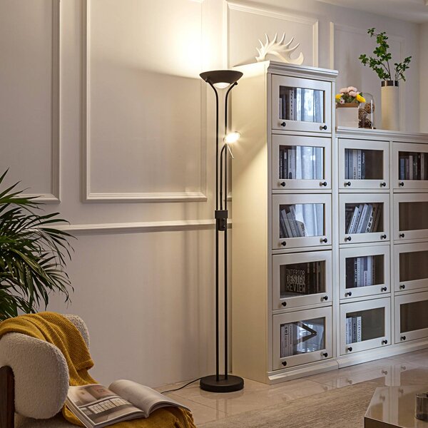 Lampa stojąca LED Josefin Lindby, możliwość ściemniania, czarny, salon / jadalnia, metal, nowoczesny