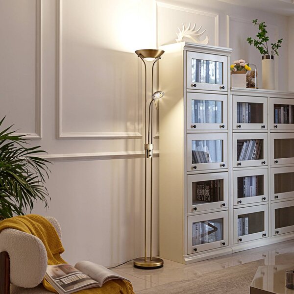 Lampa stojąca Josefin Lindby, możliwość ściemniania, brązowy / mosiężny, salon / jadalnia, metal, nowoczesny