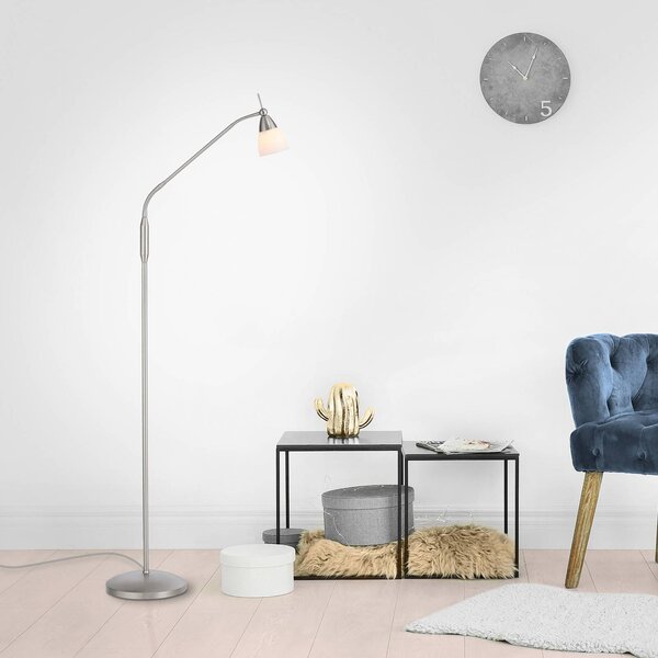 Paul Neuhaus Lampa stojąca Pino, możliwość ściemniania, aluminiowy / szary / cynkowy, salon / jadalnia, metal