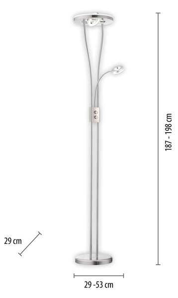 JUST LIGHT. GmbH Lampa stojąca LED Helia, możliwość ściemniania, aluminiowy / szary / cynkowy, salon / jadalnia, metal, nowoczesny