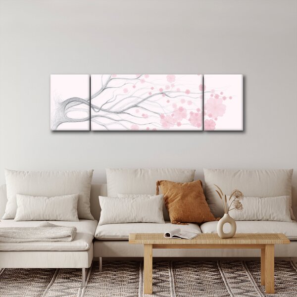 Obraz - Różowe kwiaty (170x50 cm)