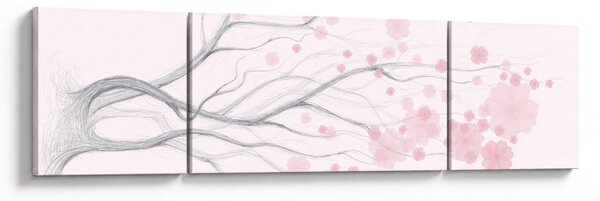 Obraz - Różowe kwiaty (170x50 cm)