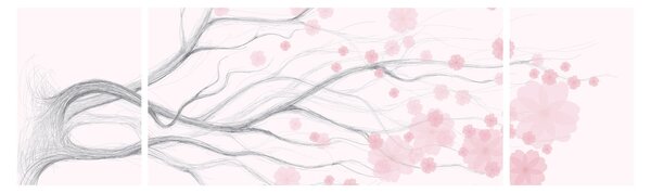 Obraz - Różowe kwiaty (170x50 cm)