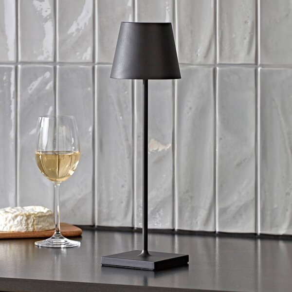Sigor Akumulatorowa lampa stołowa LED Nuindie, USB-C, czarna, IP54, ściemniana możliwość ściemniania, czarny, salon / jadalnia, aluminium, nowoczesny