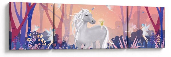 Obraz - Jednorożec w magicznym lesie (170x50 cm)