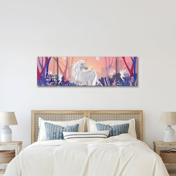 Obraz - Jednorożec w magicznym lesie (170x50 cm)