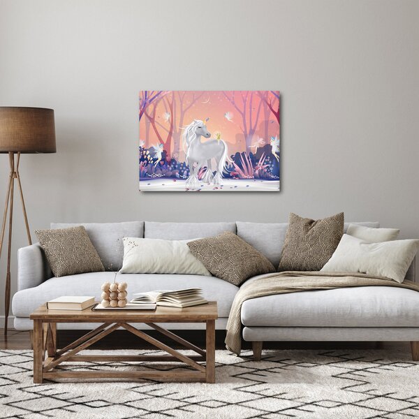 Obraz - Jednorożec w magicznym lesie (70x50 cm)