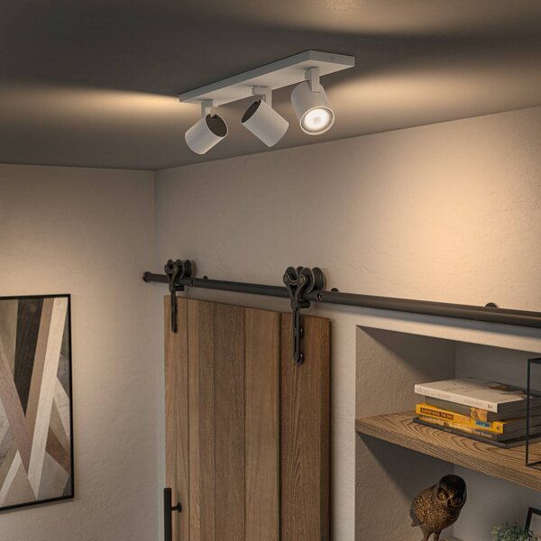 Philips Hue Spot LED Runner, 3-punktowa, ściemniacz, biały możliwość ściemniania, biały / opal, salon / jadalnia, aluminium, nowoczesny