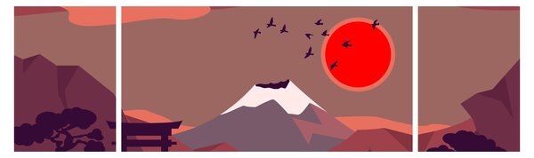 Obraz - Ilustracja góry Fuji (170x50 cm)