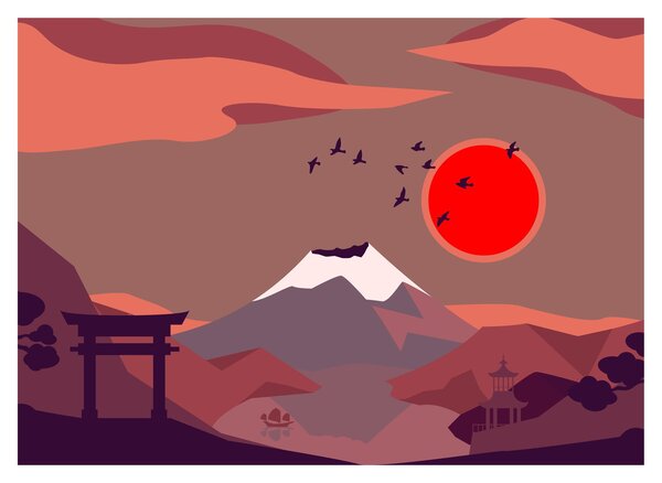 Obraz - Ilustracja góry Fuji (70x50 cm)