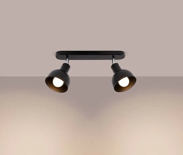 Czarna metalowa lampa sufitowa z 2 reflektorkami - A623 R9-E92