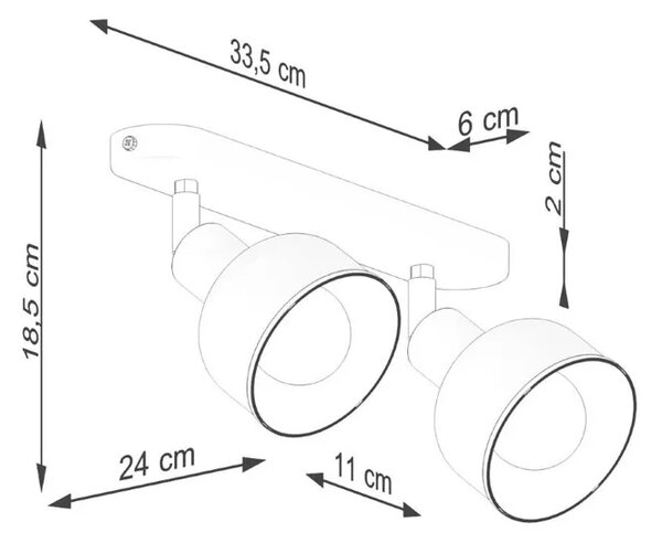 Biała metalowa dwupunktowa lampa sufitowa - A623 C3-B59