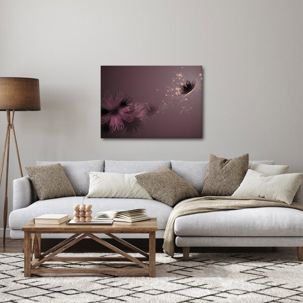 Obraz kwiatu z motylem (70x50 cm)