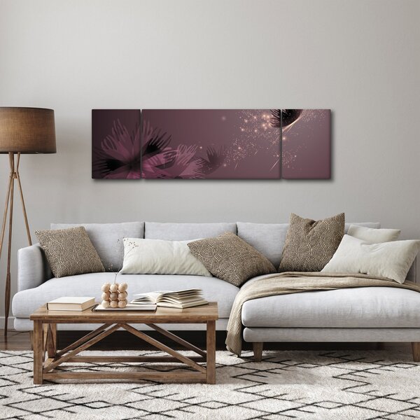 Obraz kwiatu z motylem (170x50 cm)