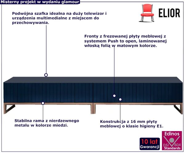 Komplet 2 szt granatowych szafek RTV z lamelami C4-Z57
