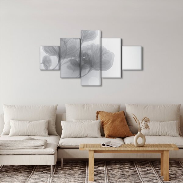 Obraz kwiatów w odcieniach szarości (125x70 cm)