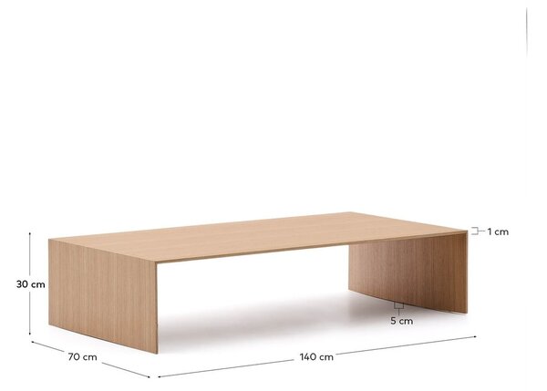 Stolik w dekorze dębu w jasnym naturalnym kolorze 70x140 cm Litto – Kave Home