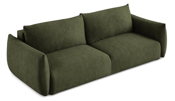 Zielona rozkładana sofa z tkaniny szenilowej 230 cm Leila – Makamii