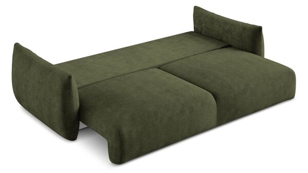 Zielona rozkładana sofa z tkaniny szenilowej 230 cm Leila – Makamii